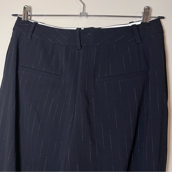 M.M. Lafleur Elliott Pinstripe Pleated Wide Leg Trousers Faded Stripe Black 6 - Picture 8 of 9
